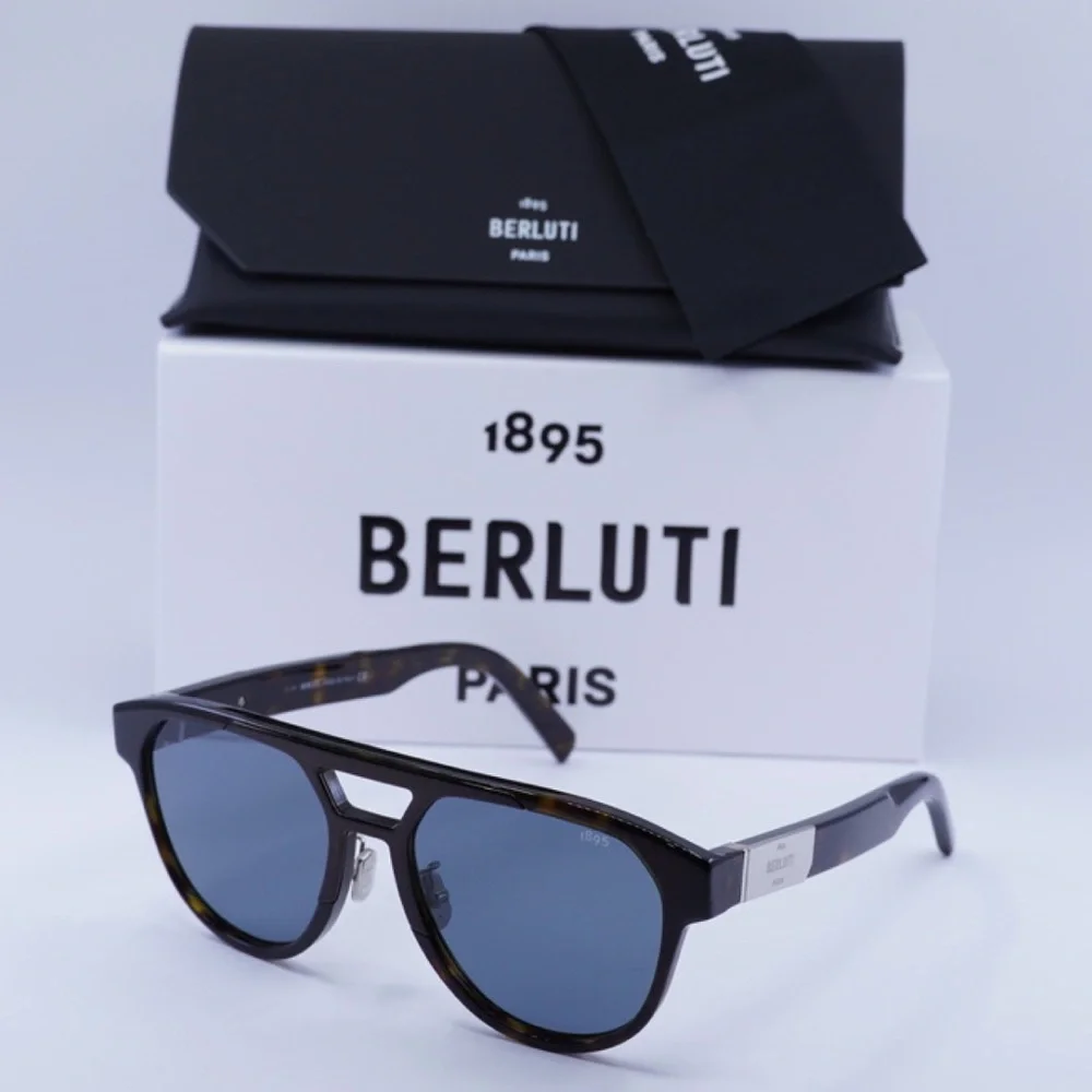 New! Berluti BL40002U 52V Sunglasses with Blue Lenses, Authentic